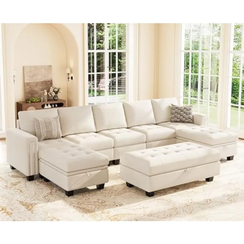 

odular Sectional Sofa Set Velvet U Shaped Sofa Set with Reversible Wide Chaise Convertible Corner Sectional Sofa Couch