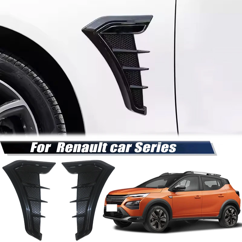 2pcs Carbon Fiber Black Car Hood Air Intake Vent Cover Stickers For Renault Clio Megane Koleos Kadjar Captur Scenic Fluence