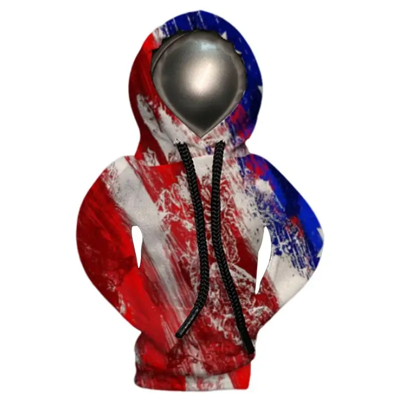 Shift Knob Hoodie Car Gear Cover Hoodie Patriotic Flag Design Gear Stick Cover For Car Funny Sweater Hoodie For Gearshift