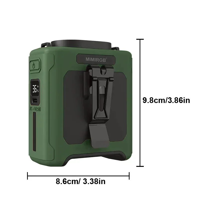 10000mAh Portable Waist Fan with Power Bank LED Lighting Hanging Neck Fan 5 Speed Strong Airflow Cooling Fan for Outdoor Working