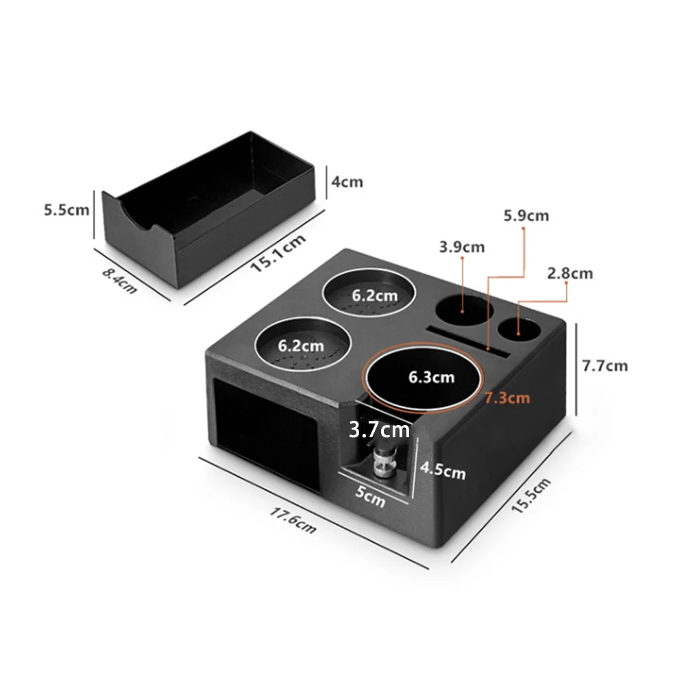 

Многофункциональный органайзер для кофемолки и аксессуаров: держатель для портафильтра, ящик для тампера, контейнер для сбора пыли, подставка для хранения кофейного тампера