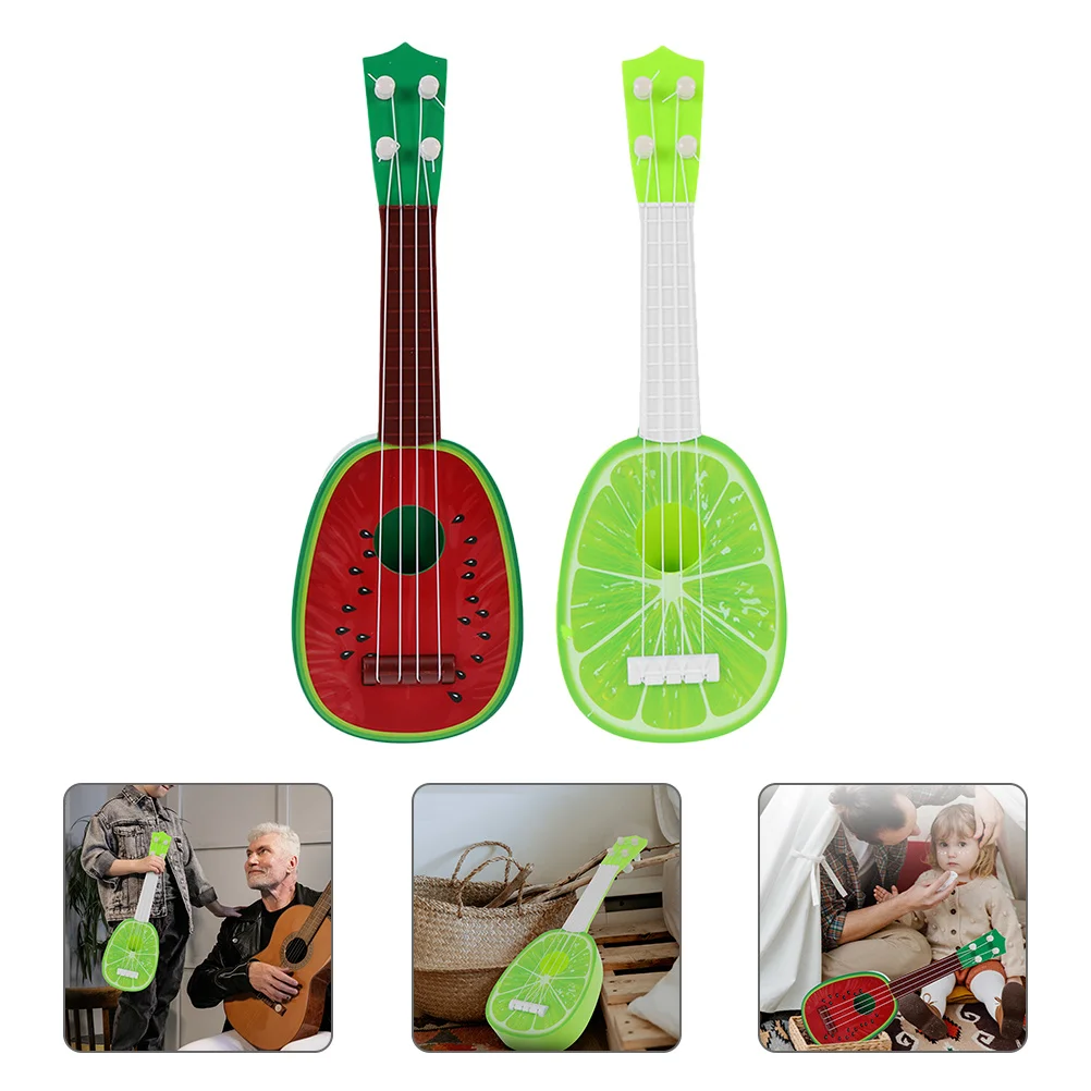 

2Pcs Children Musical Guitar Instruments Fruit Pattern Mini Strings Instruments Educational Learning for Kids Gifts