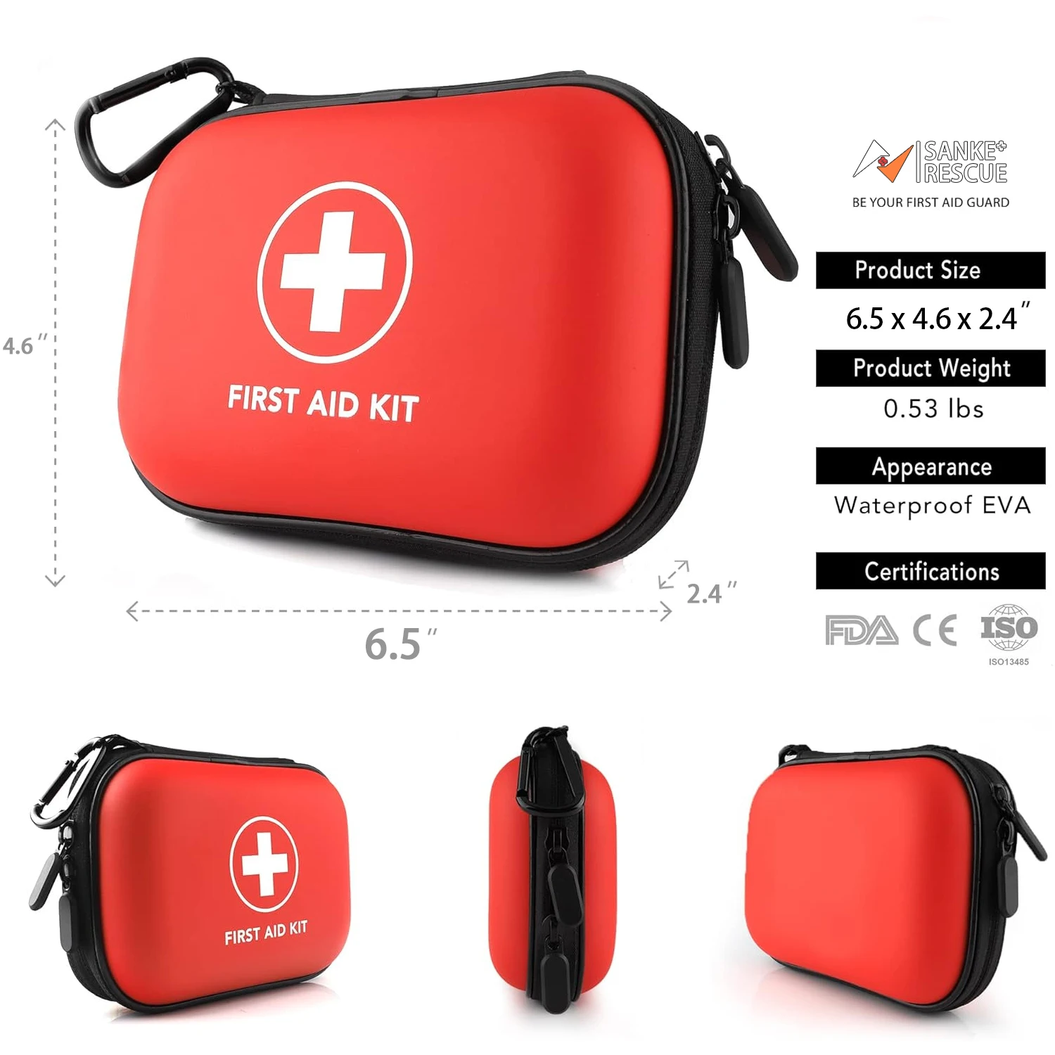 Mini First Aid Kit 103 Pieces Water-Resistant Hard Shell Small CasePerfect for Travel Outdoor Home Office Camping Hiking Car EDC