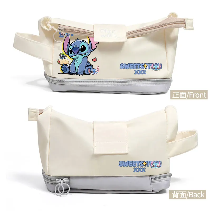 Bolsa para bolígrafos de Anime Kawaii Disney Stitch, estuche de escritura, estuches para lápices de dibujos animados, caja para lápices, almacenamiento de papelería de gran capacidad, Navidad