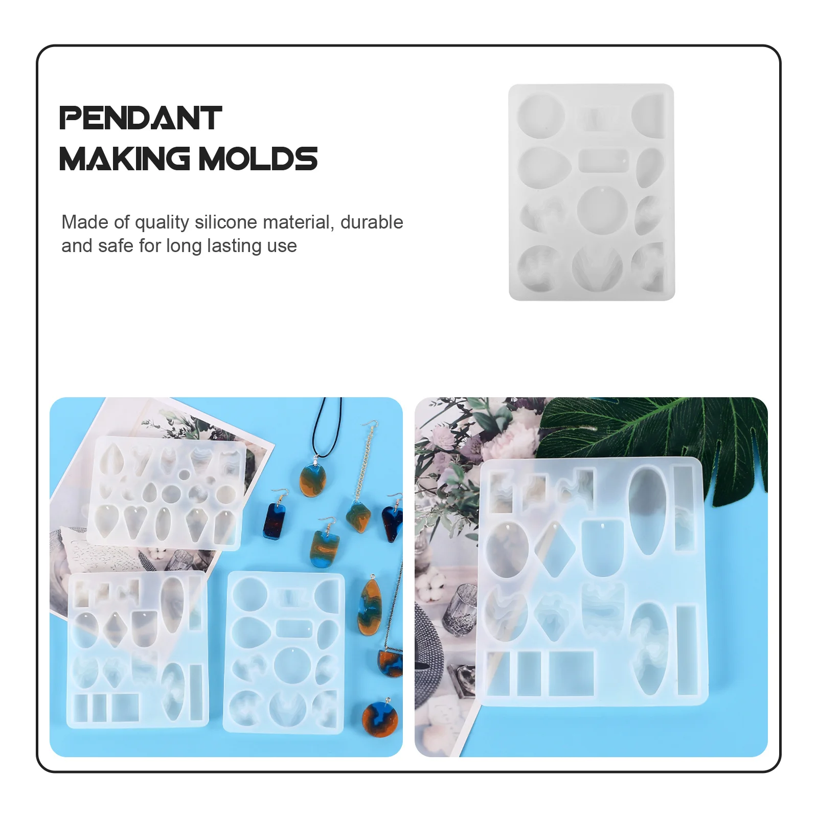 

Silicone Pendant Making Mold for DIY Jewelry Handmade Crafts Easy Release Non Stick Creative Crystal Epoxy Molding Set