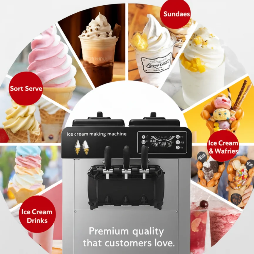 ماكينة صنع الآيس كريم الكهربائية للمنزل والأعمال، ماكينة صنع الزبادي المجمد والمخروط الثلجي، فريزر الآيس كريم من الدرجة التجارية