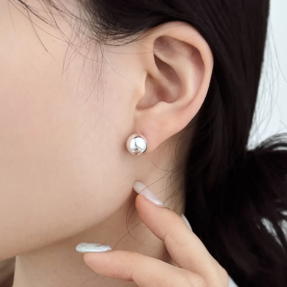 

Женские круглые гладкие серьги-гвоздики из чистого серебра S925 с бордюром в европейском и американском стиле, серебряные серьги с иглами и пирсингом