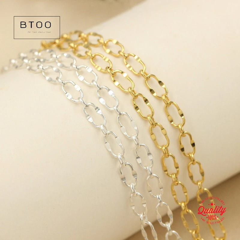 925 Sterling Silver 1+1 Heavy Dapped Sequin Chain 3.6mm Width Lip Unfinished Jewelry Findings 1 Meter for Wholesale