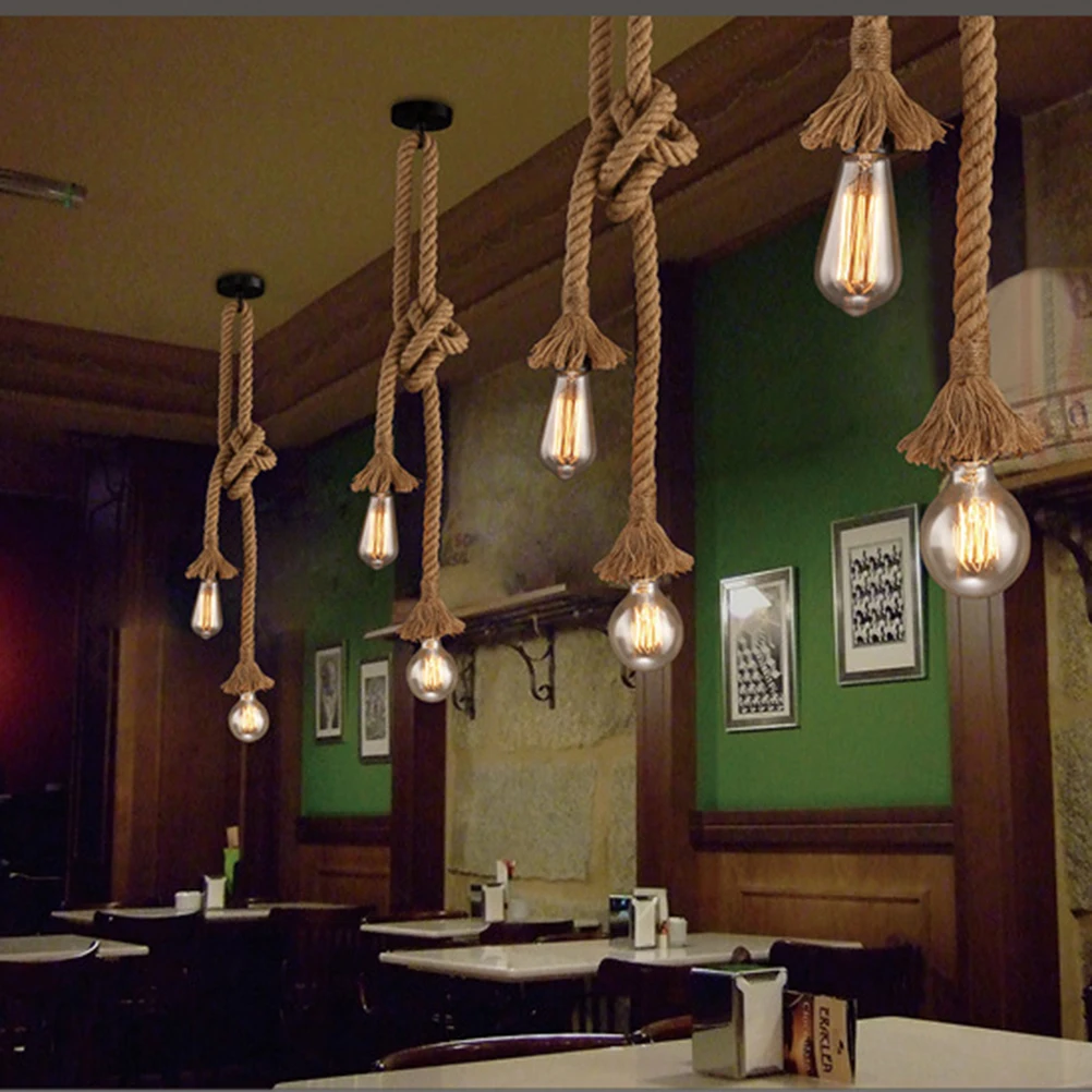 

2 5M Rope Chandelier Hanging Hemp Lamp Decorative Pendant Light Country Style Durable Home Bar Shop Restaurant Party