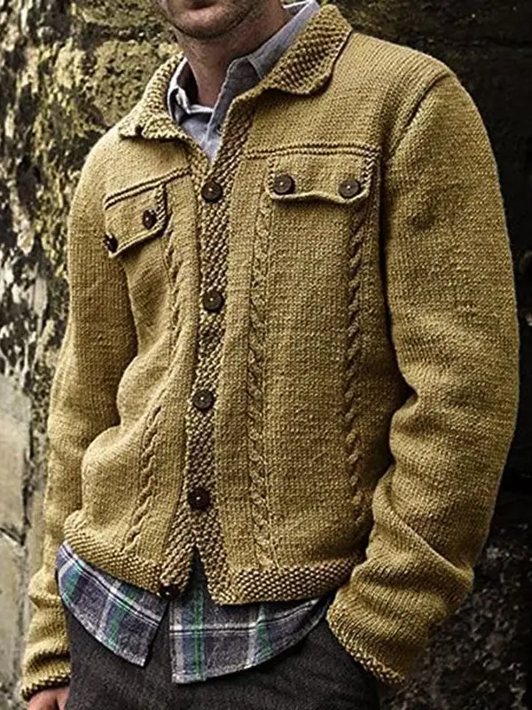 

Men's Knitted Sweater Single Button Collar Autumn Winter New Sle Casual Wear Long Sve Polyester Fiber Warmth Outerwear