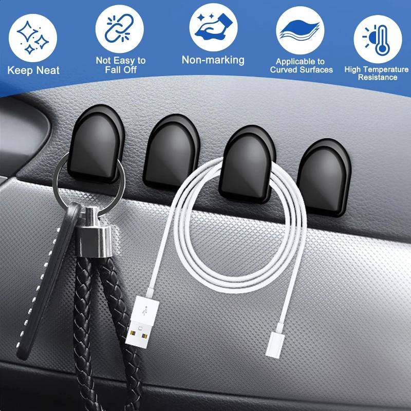 

Mini Car Hooks Interior Storage Holder for USB Cable Headphone Key Self-Adhesive Dashboard Wall Hanging Hook Auto Accessories
