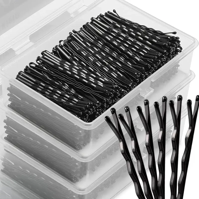 50-600pcs 블랙 스트레이트 라인 헤어 클립 U 자형 바늘 레이디 머리핀 곱슬 물결 모양의 그립 여성 바비 핀 스타일링 헤어 액세서리