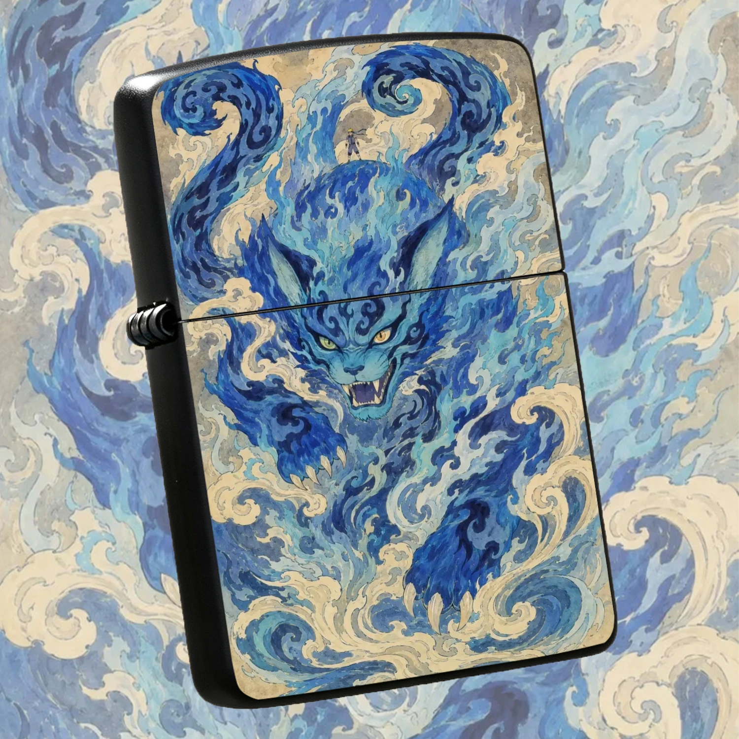 Ukiyo-E Hidden Two-Tails Matatabi Themed Lighter, Exotic Anime Art Collectible, Portable Ignition Tool For Daily Outdoor Travel Camping, Unique Present For Anime Fans Family Friends Holiday Gifting A Humorous And Interesting Lighter