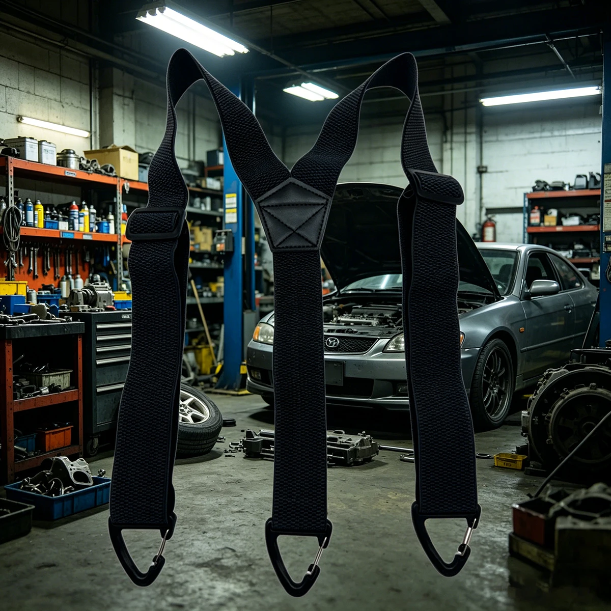 Heavy Duty Work Suspenders for Men Wide X-Back with Plastic Gripper Clasps Adjustable Elastic Trouser Pants Braces-Black 
