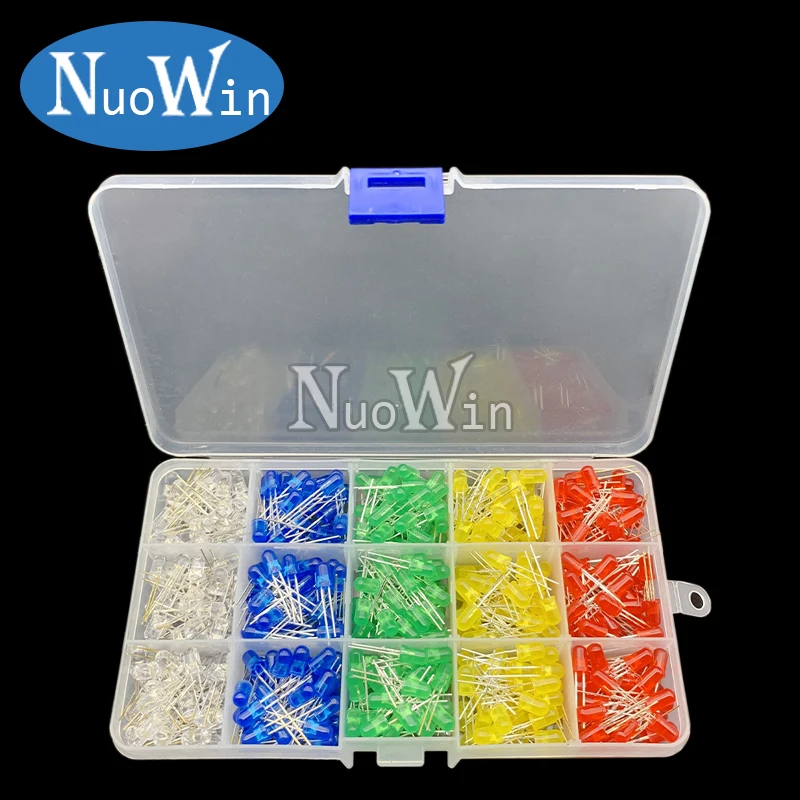 Kit assorti de diodes LED 3mm 5mm blanc vert rouge bleu jaune Orange F3 F5 LED Diodes électroluminescentes kit électronique