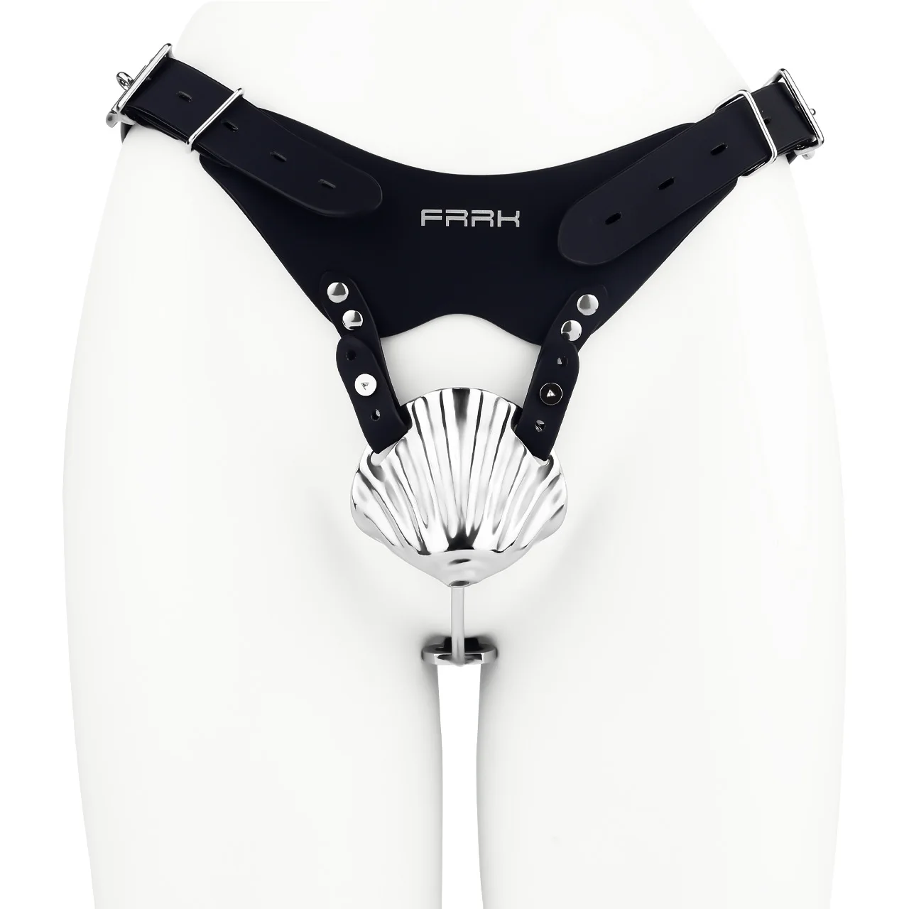 Adult Games Colorful Shell-Shaped 304 Stainless Steel Chastity Cage with Wearing Pants, Men's Restraint Device Sex Toy