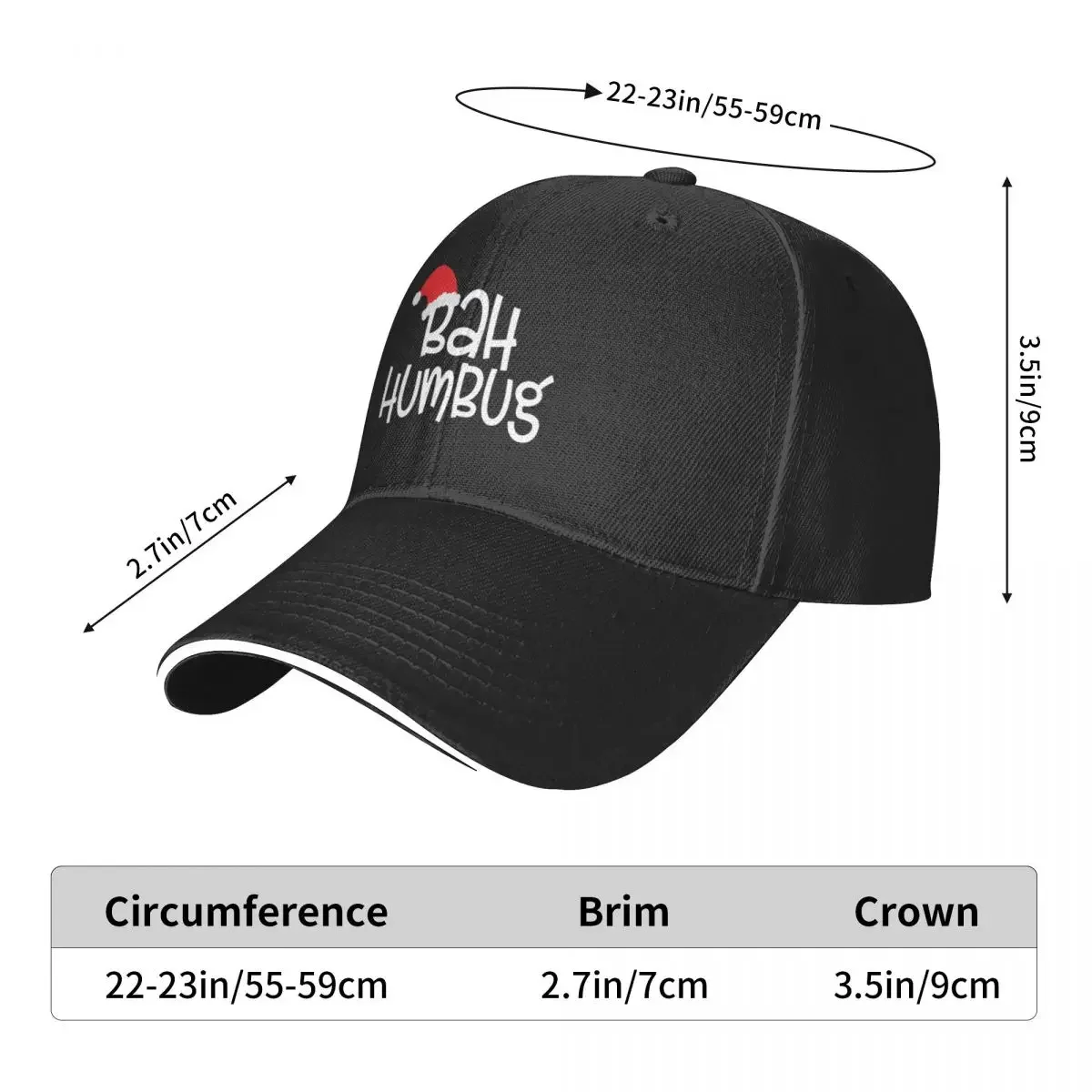 Bah Humbug Cap Fashion Casual Baseball Caps Adjustable Hat Hip Hop Summer Unisex Baseball Hats Customizable Polychromatic