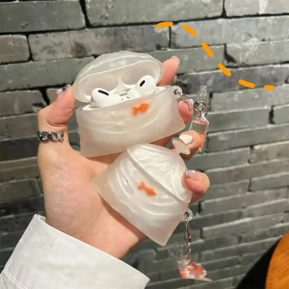 الكرتون الذهب الأسماك حقيبة سماعة الاذن مكافحة سقوط سماعات الأذن غطاء للصدمات سماعة واقية ل Airpods 4 3 2 1/ Pro/Pro2