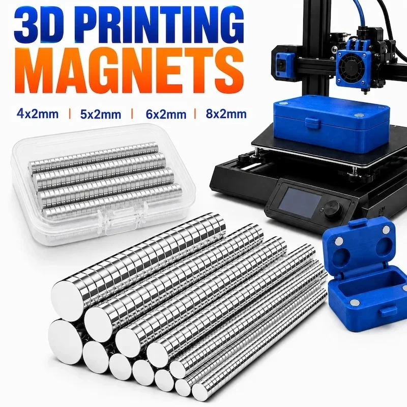 120/150pcs 3D Printing Magnets Set, 4 Sizes Powerful Neodymium Magnet, Tools Kit Multi-Use for Fridge Storage DIY JJ3323