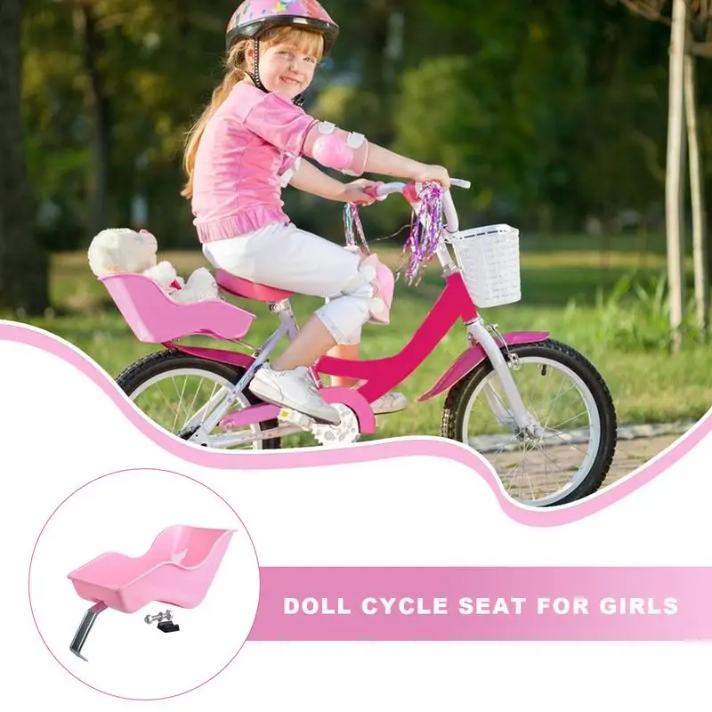 1pcs Kids Bike Seat Post Doll Seat With Entrainment Pink Baby Doll Cycle Seat Decorate Attachment For Dolls Toys Accessories