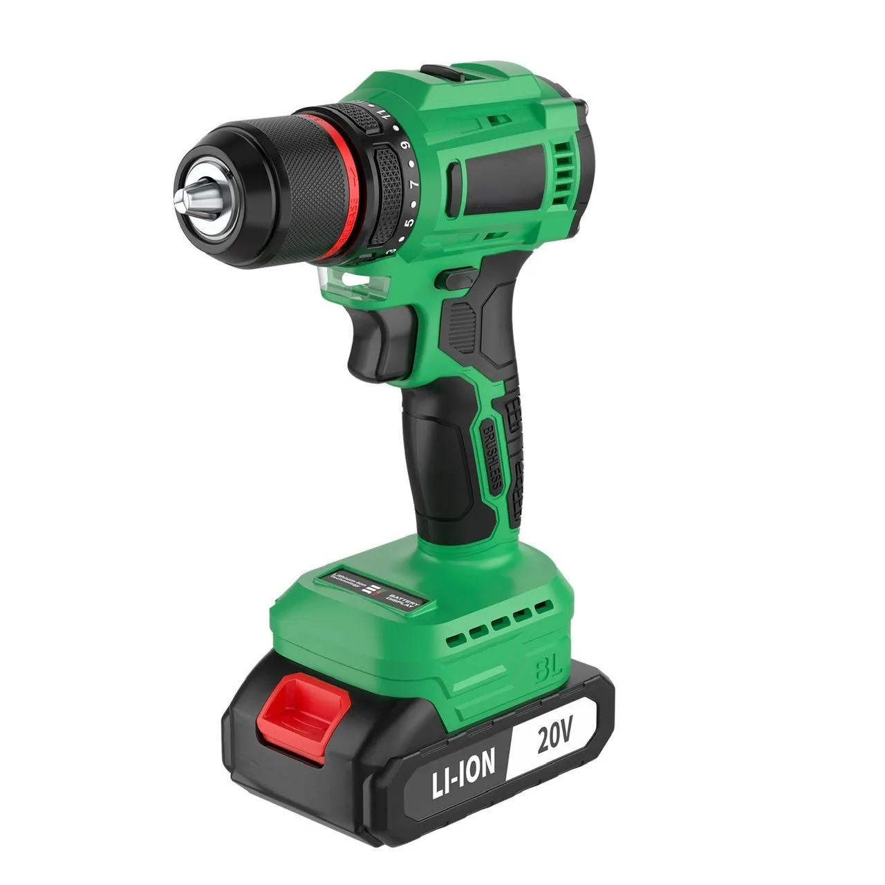 20V Cordless Impact Drill Brushless Motor Electric Screwdriver 13mm Metal Chuck Power Battery