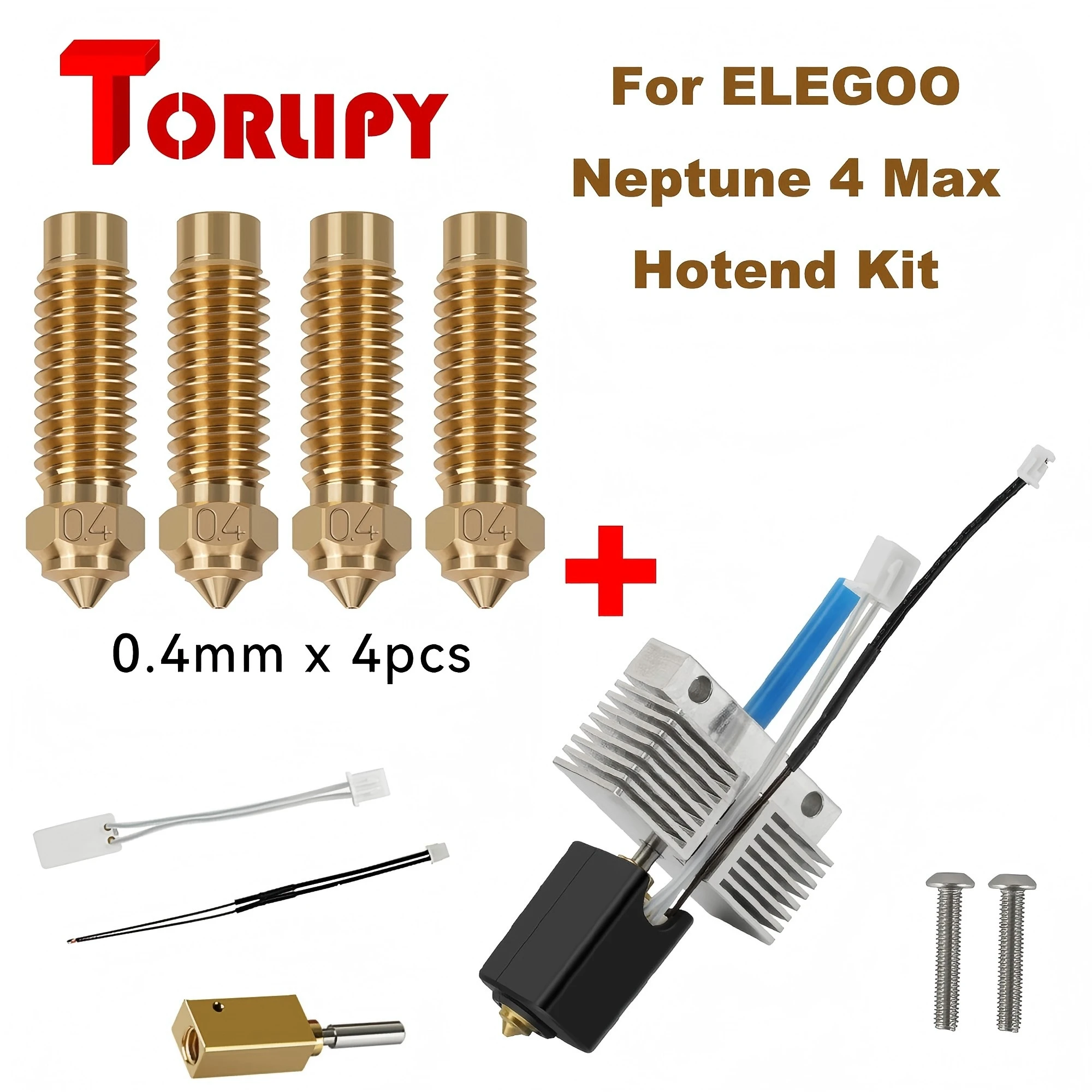 For ELEGOO Neptune 4 Max Hotend Kit Heatbreak Heater Cartridge 24V Thermistor Heating Block Extruder Head For Neptune4 Plus Part