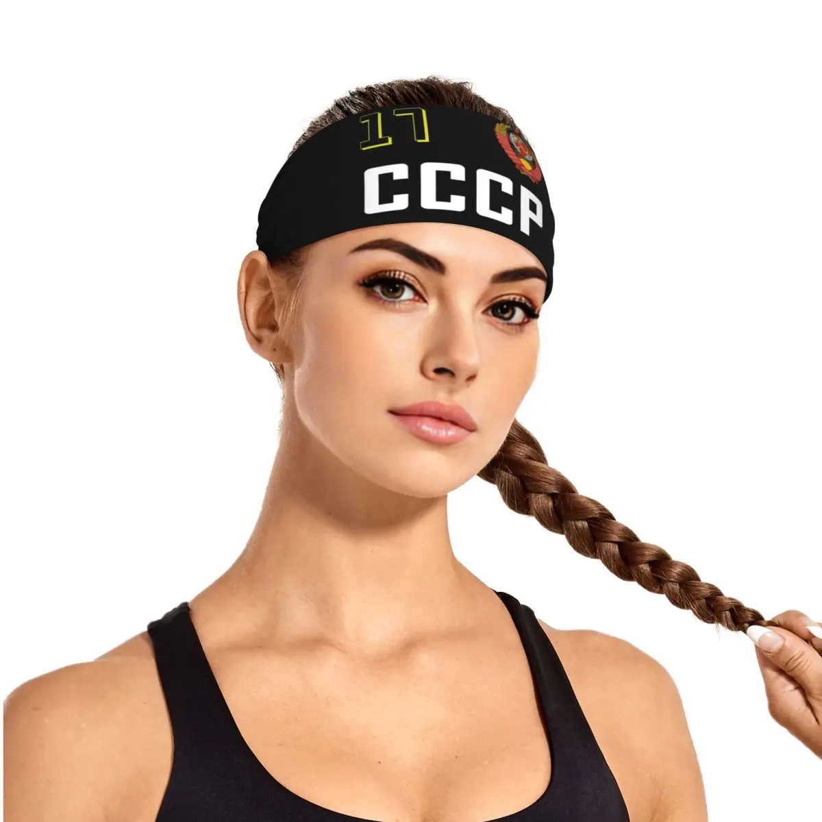 

Custom USSR Hammer And Sickle CCCP Russian Soviet Flag Sweatband for Men Women Quick Drying Sports Sweatband Gym Yoga Running