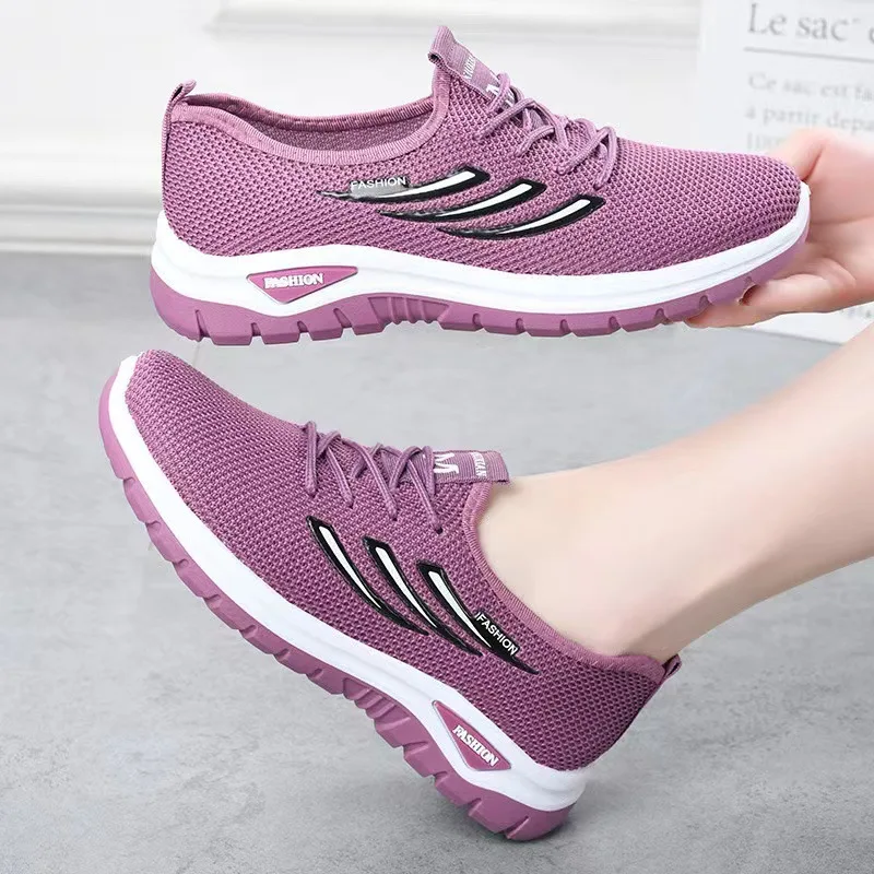 Women Mesh Breathable Casual Sneakers Lace-up Vulcanized Shoes Ladies Platform Sneakers Female Shoes Plus Size Zapatos De Mujer