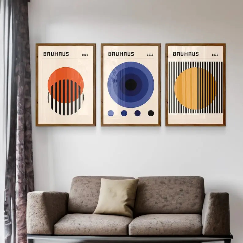 

Bauhaus 1919 Prints 3-Pack Canvas Wall Art Set Modern Living Room Artwork Home Living Room Bedroom Art Decor Canvas Prints