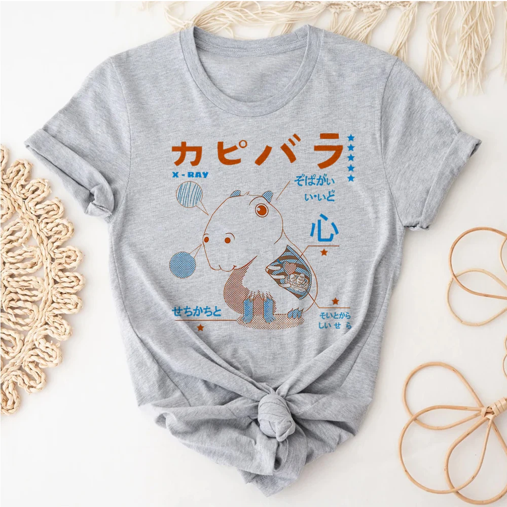 

Capybara Kapibara t-shirts women designer harajuku summer Tee female manga 2000s Japanese clothes