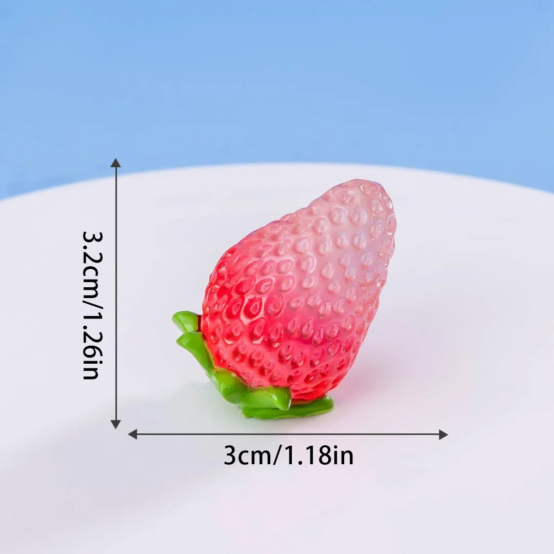10 قطعة تماثيل الفراولة الصغيرة المضيئة الراتنج الفاكهة الاصطناعية الصغيرة توهج في الظلام الاصطناعي مصغرة الفراولة حلية