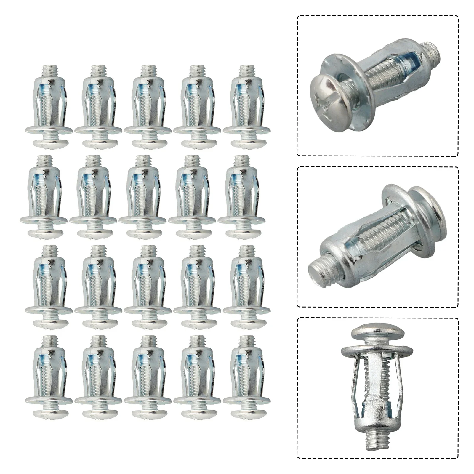 20Pcs Petal Rivets Nut Expansion Screw Clamp Petal Shape Metal Rivet Nut Bolt Hollow Wall Plate Fixing Nuts Pop Screws