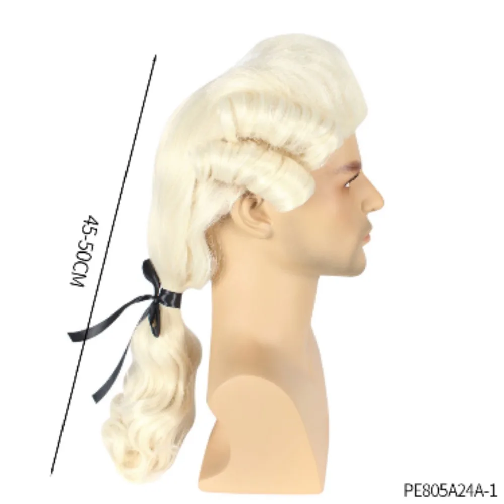 

Halloween costume accessories judge lawyer cos role full headgear gold black grey white wig