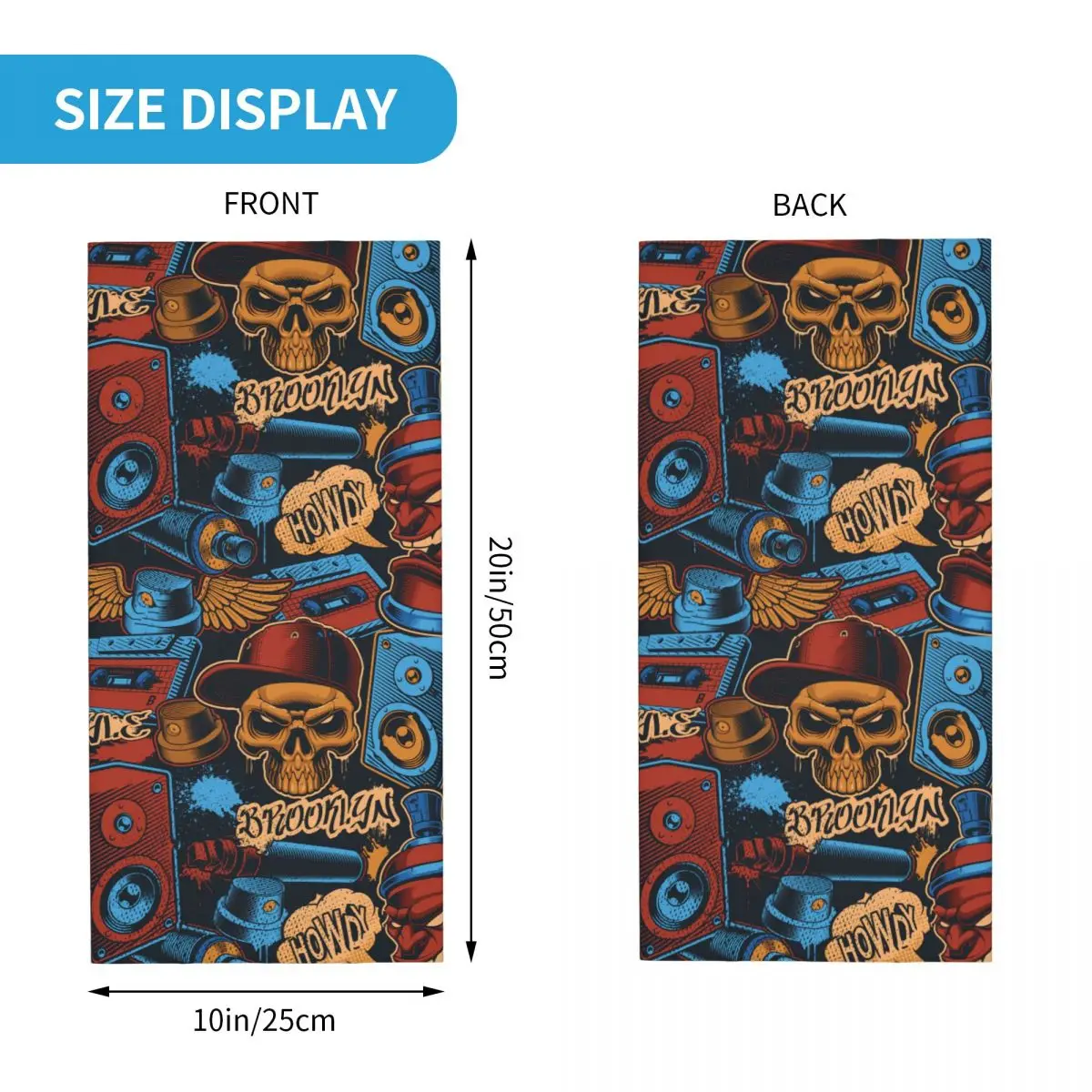 Graffiti Theme Design Bandana Neck Gaiter Printed Motor Motocross Graffiti Art Pattern Face Mask Multi-use Cycling Riding Unisex