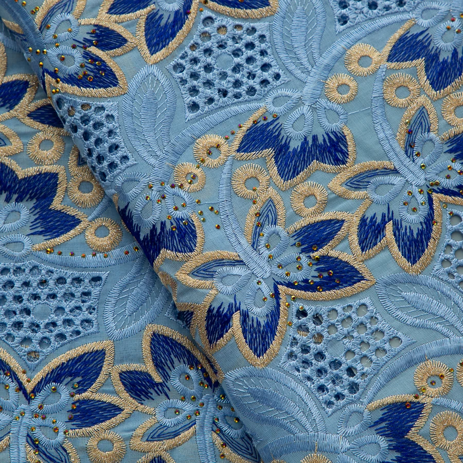 SJD الدانتيل السويسري الفوال الدانتيل الأفريقي نسيج القطن الدانتيل بالحجارة 2025 جودة عالية النيجيري لفستان حفلات الزفاف الأنيق 4600