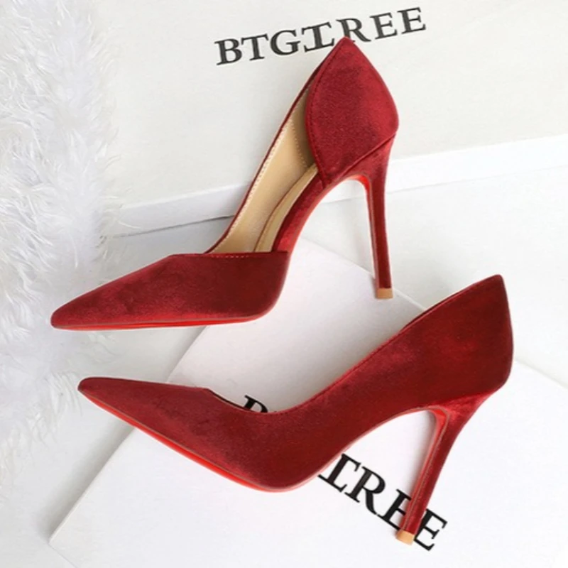 BIGTREE Shoes Woman Pumps Stylish Minimalist Slim Heel High Heels Velvet Ladies Shoes Stiletto Comfort Women Heels Plus Size 40 view 4