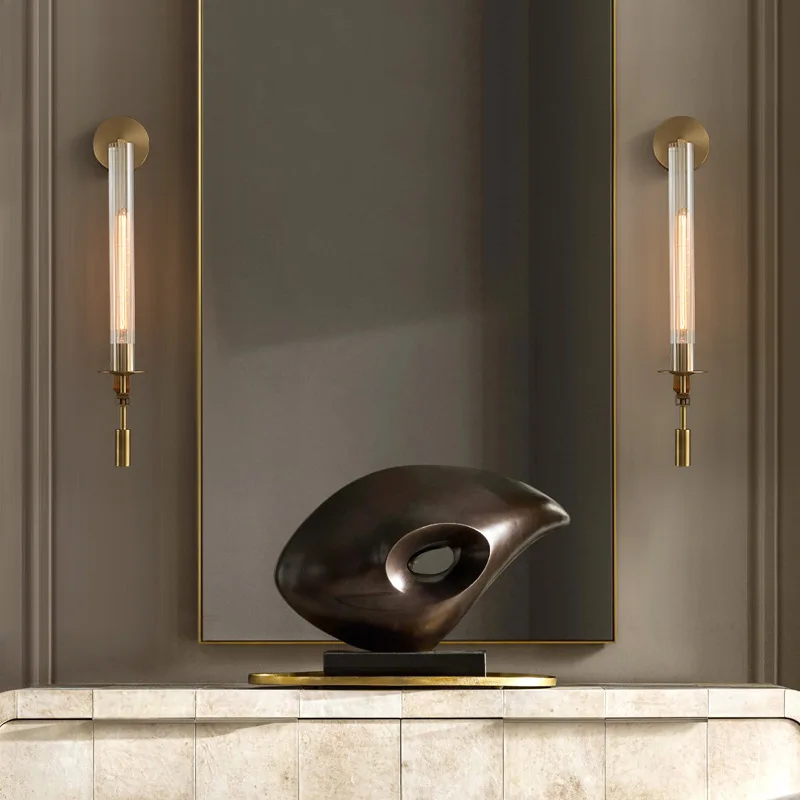 Nordic Creative Luxury Iron Glass LED Wall Light Coppery Living Room Bedroom Study Dining Room Lighting Fixtures