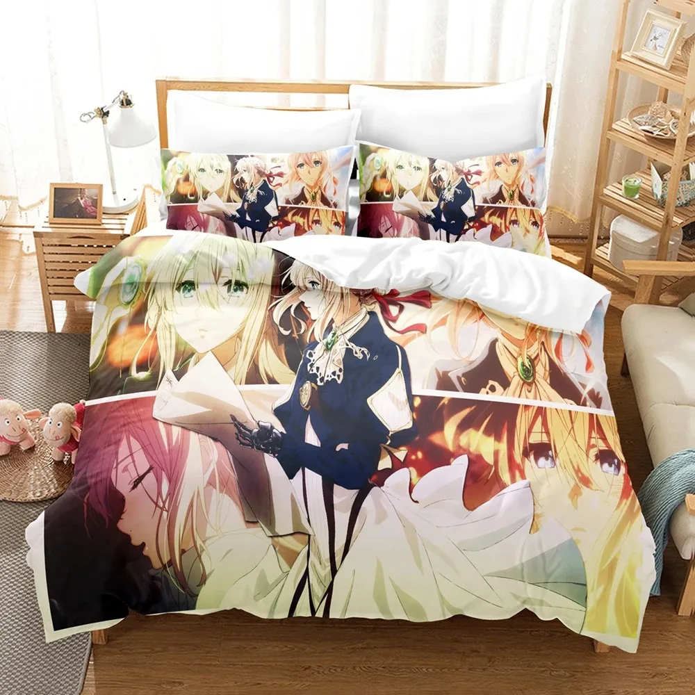 Anime The Violet Evergarden Bedding Sets Duvet Cover Set With Pillowcase Twin Full Queen King Bedclothes Bed Linen Home Textiles