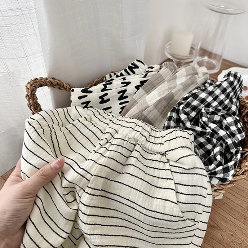 UNITIM Summer Children Boys Plaid Pants 1-6Yrs Kids Boys Anti-mosquito Straight Pants Thin Breathable Little Babys Boys Trousers
