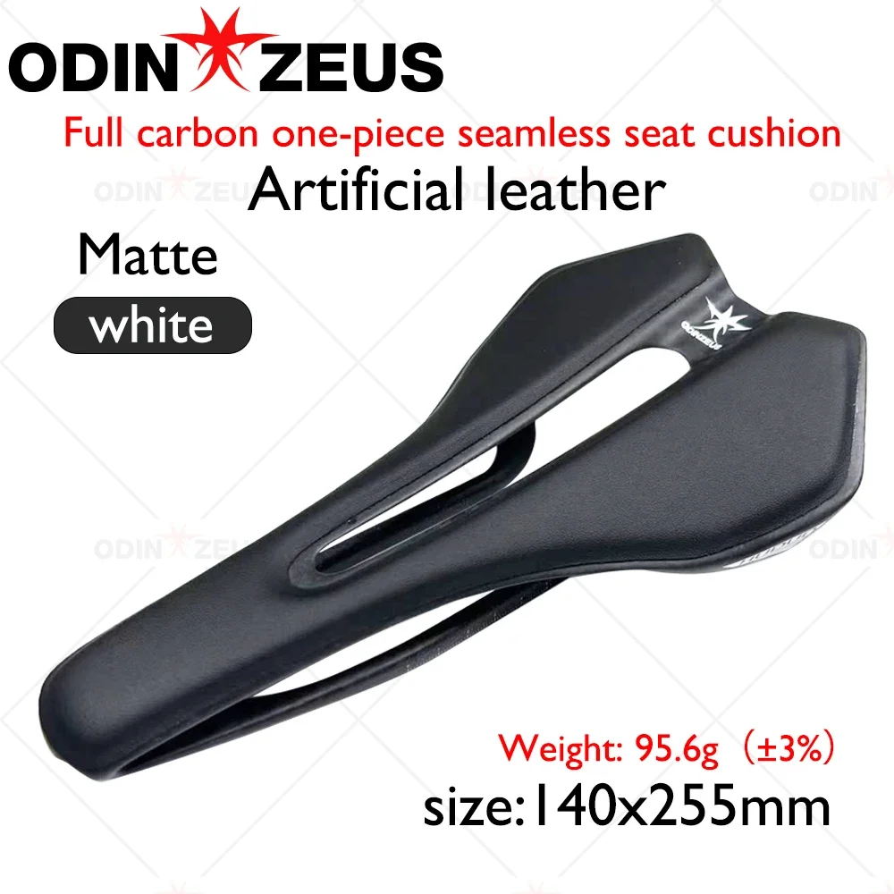 ODINZEUS Hollow-Out Design Carbon Fiber+Artificial Leather Road Saddle 95g, Breathable Comfort Bike Carbon Seat Cushion
