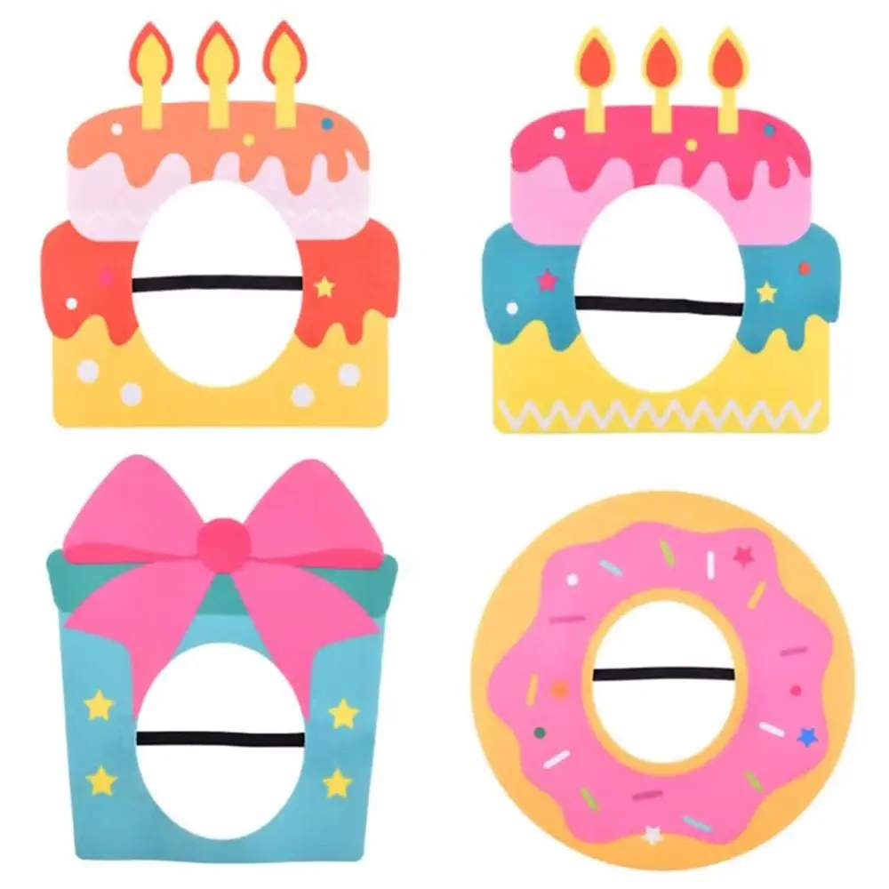 Multicolor Cake Hat Party Cap Felt Cartoon Cake Cake Decoration Mask with Rope Photo Props Party Photo Props