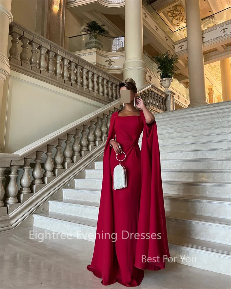 Eightree-Vestidos De Noche rojos elegantes para mujer, vestido Formal largo De fiesta árabe saudita, vestidos De graduación con cuello cuadrado De celebridad