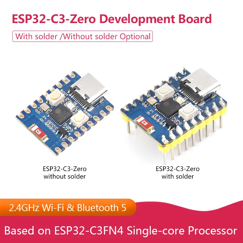 ESP32-C3-Zero Development Board With Optional Solder, Based on ESP32-C3FN4 Single-core Processor, 2.4GHz Wi-Fi & Bluetooth 5
