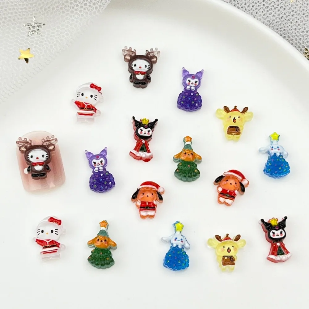 20pcs Hellokitty Charm Nail Art Accessories Cartoon Christmas Resin Cute Kuromi My Melody Series Nails DIY Material Accessories