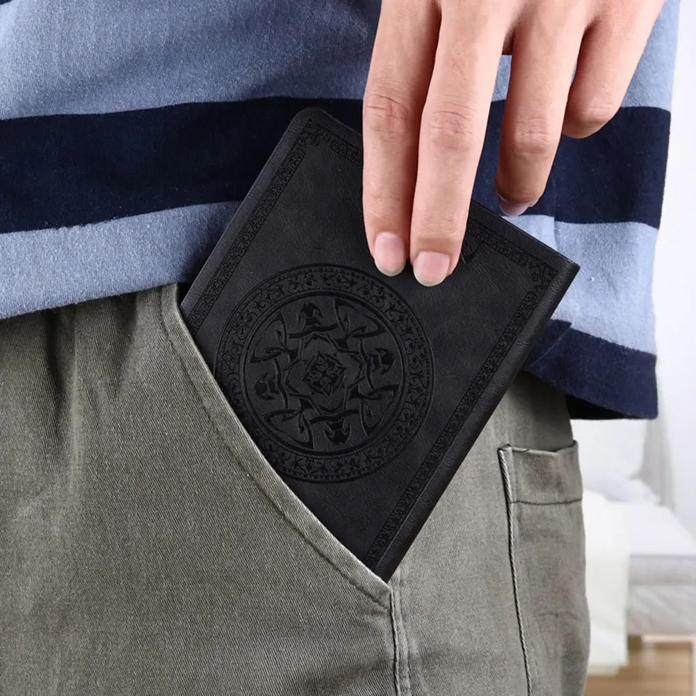 A6 Retro Style Pocket Type Mini Notebook Stamping Process Artificial PU Leather Writing Book Portable Notepad Office Bookkeeping