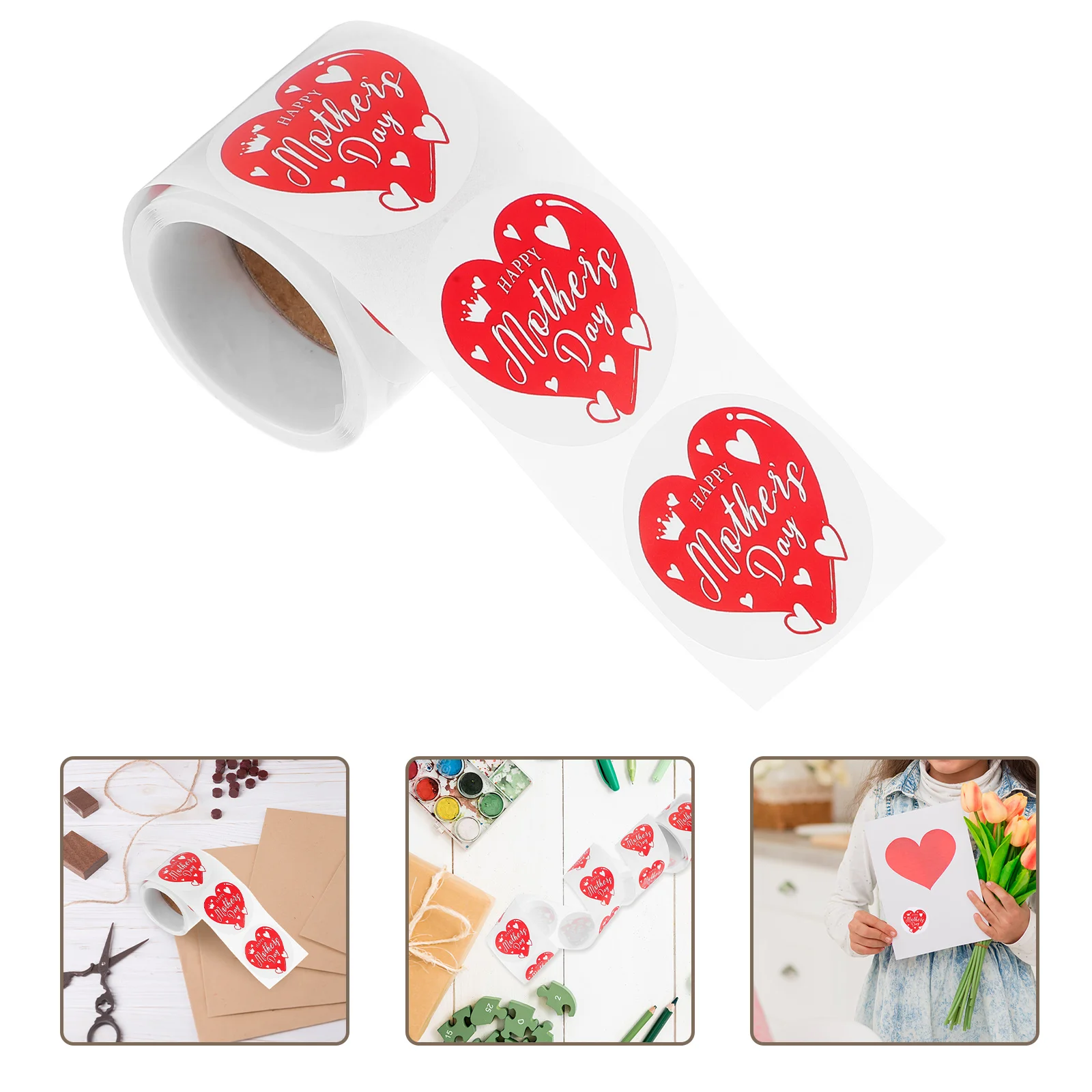 Mothers Day Stickers Heart Decorations Vintage Labels DIY Adhesive Soft Texture Easy Use Phone Cup Notebook Valentines