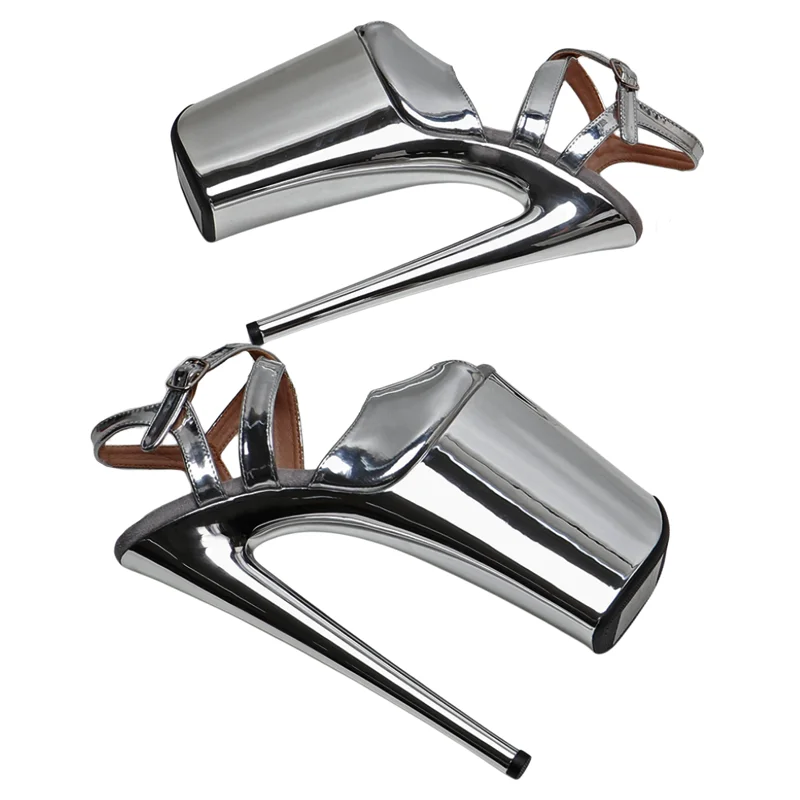 Leecabe 9in High Heel Dance Shoes Silver