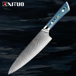 XITUO Japanese Chef Knife Pro 8 Inch Kitchen Knife Damascus High Carbon Steel Ergonomic Handle Super Sharp Chef Knives Cut Meat