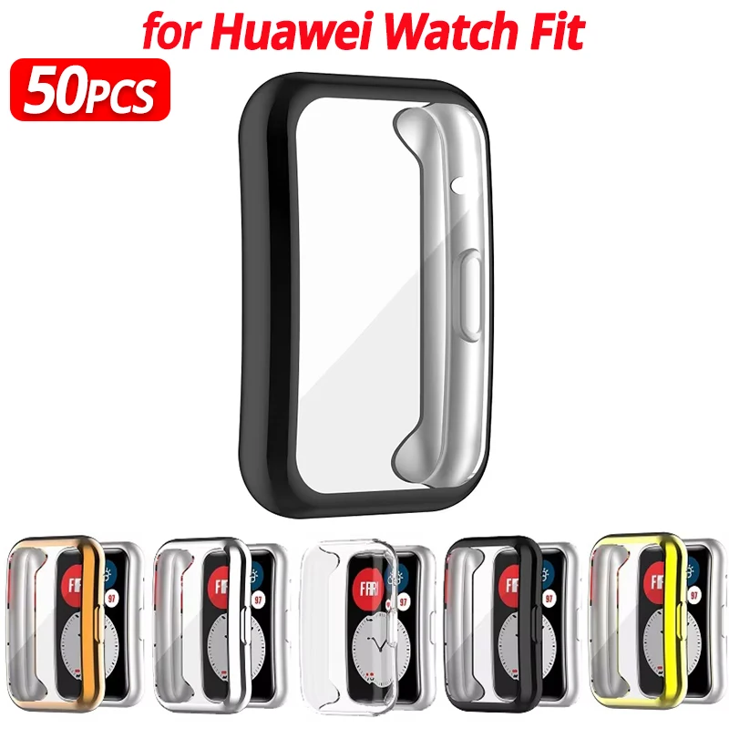 1-pack siliconen hoesje voor Huawei Watch Fit Screen Protector Film TPU-hoesjes voor Huawei Fit Nieuwe beschermende bumperaccessoires