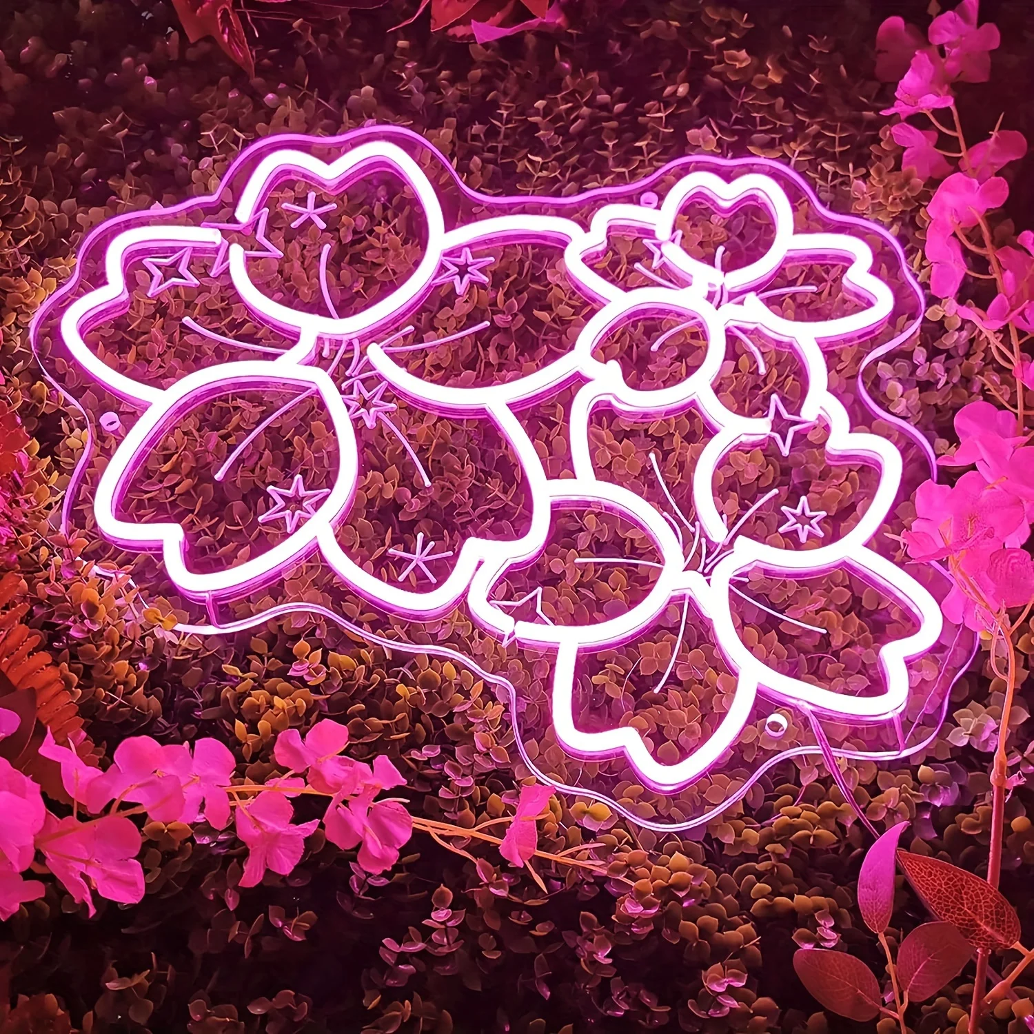 Sakura Neon Sign Cute Style LED Neon Light Dimmable Engraving Art Wall Light Suitable for Bedroom Playroom Florist Birthday Gift